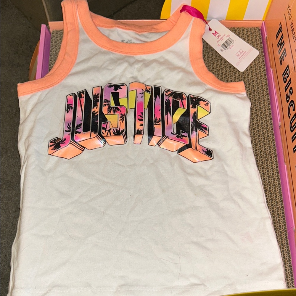 Justice White and Peach Tank Top for Kids